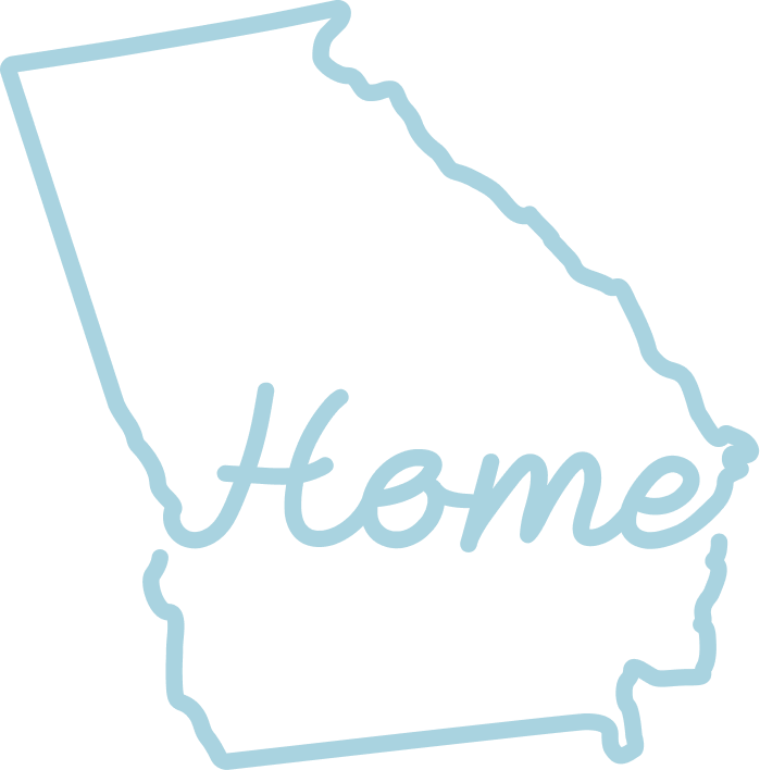 outline of the state of Georgia with the word home